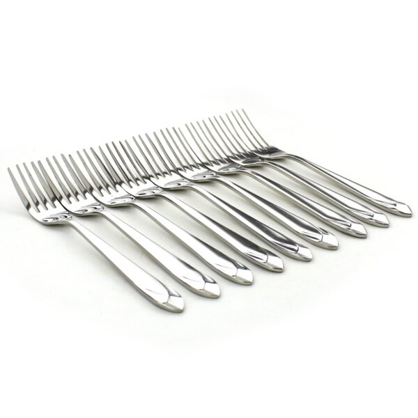 Pookes 8 Piece Stainless Steel Dinner Forks - Heavy Duty and Mirror Polishing Flatware Forks Set - Diamond Theme - Image 3